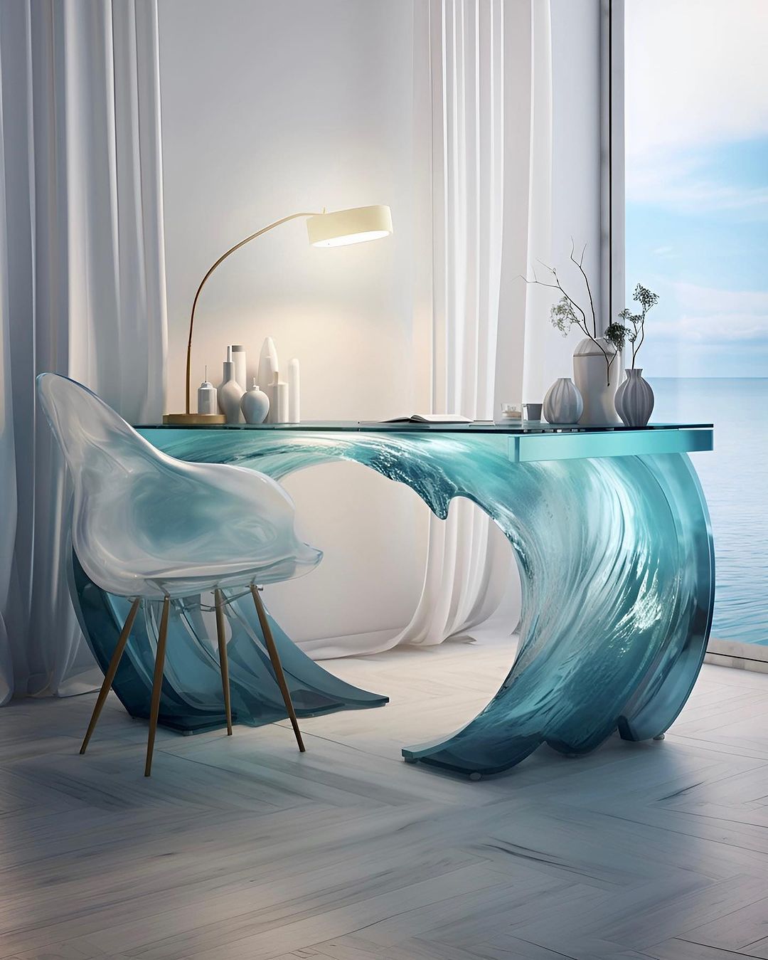 The Work Desk Takes Inspiration from the Rhythmic Patterns of Ocean Waves