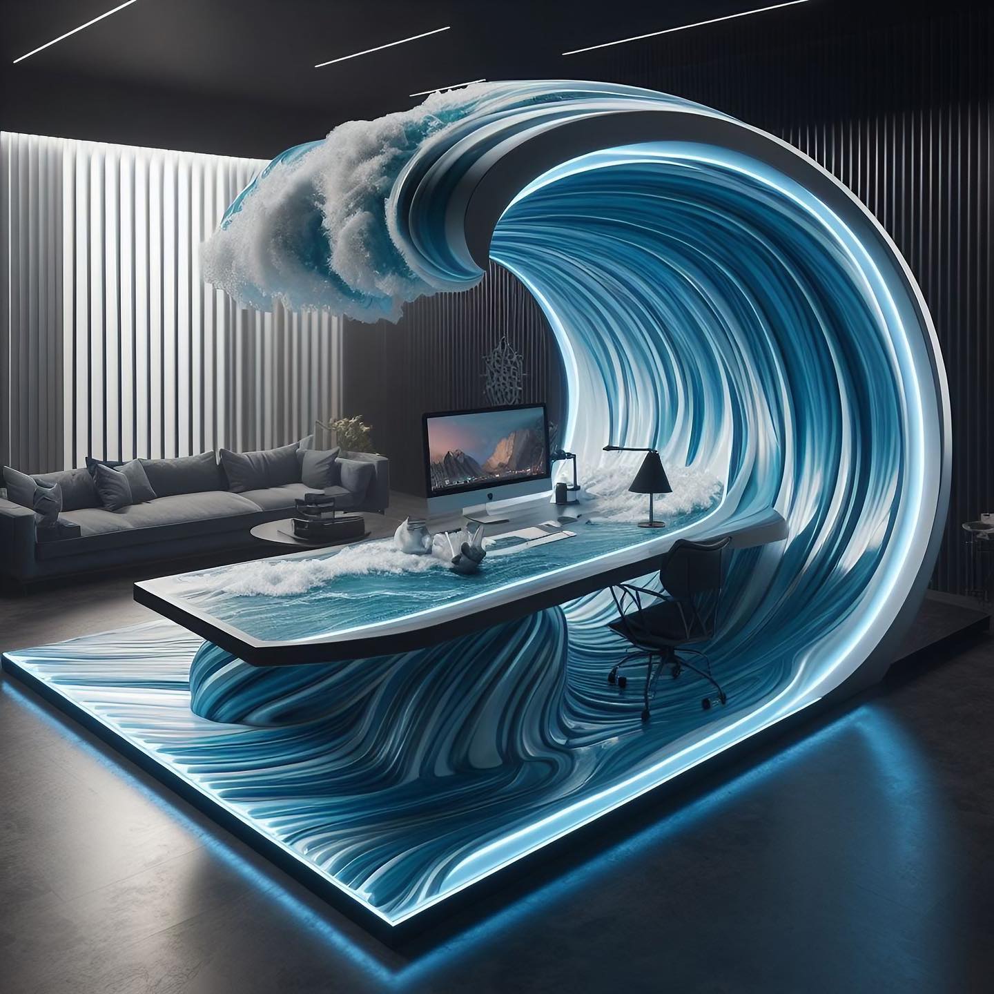 The Bookshelf is Designed to Capture the Fluid and Timeless Essence of the Sea