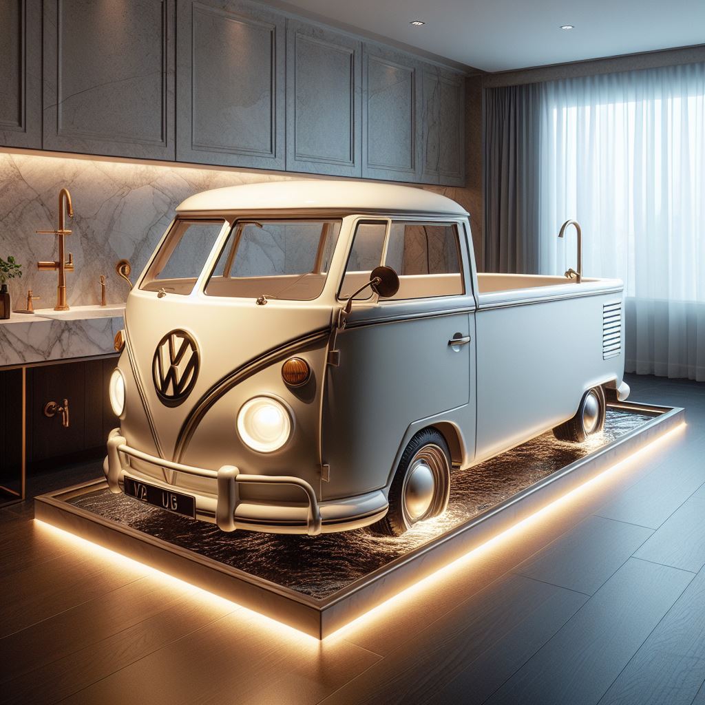 Volkswagen Bus Shaped Bathtub: Soak in Vintage Charm with a Bathing Experience