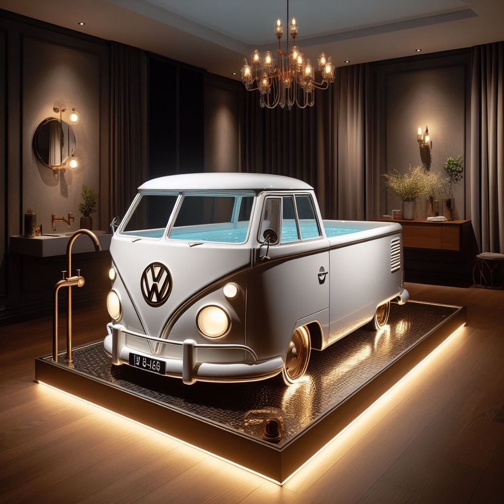 Volkswagen Bus Shaped Bathtub: Soak in Vintage Charm with a Bathing Experience