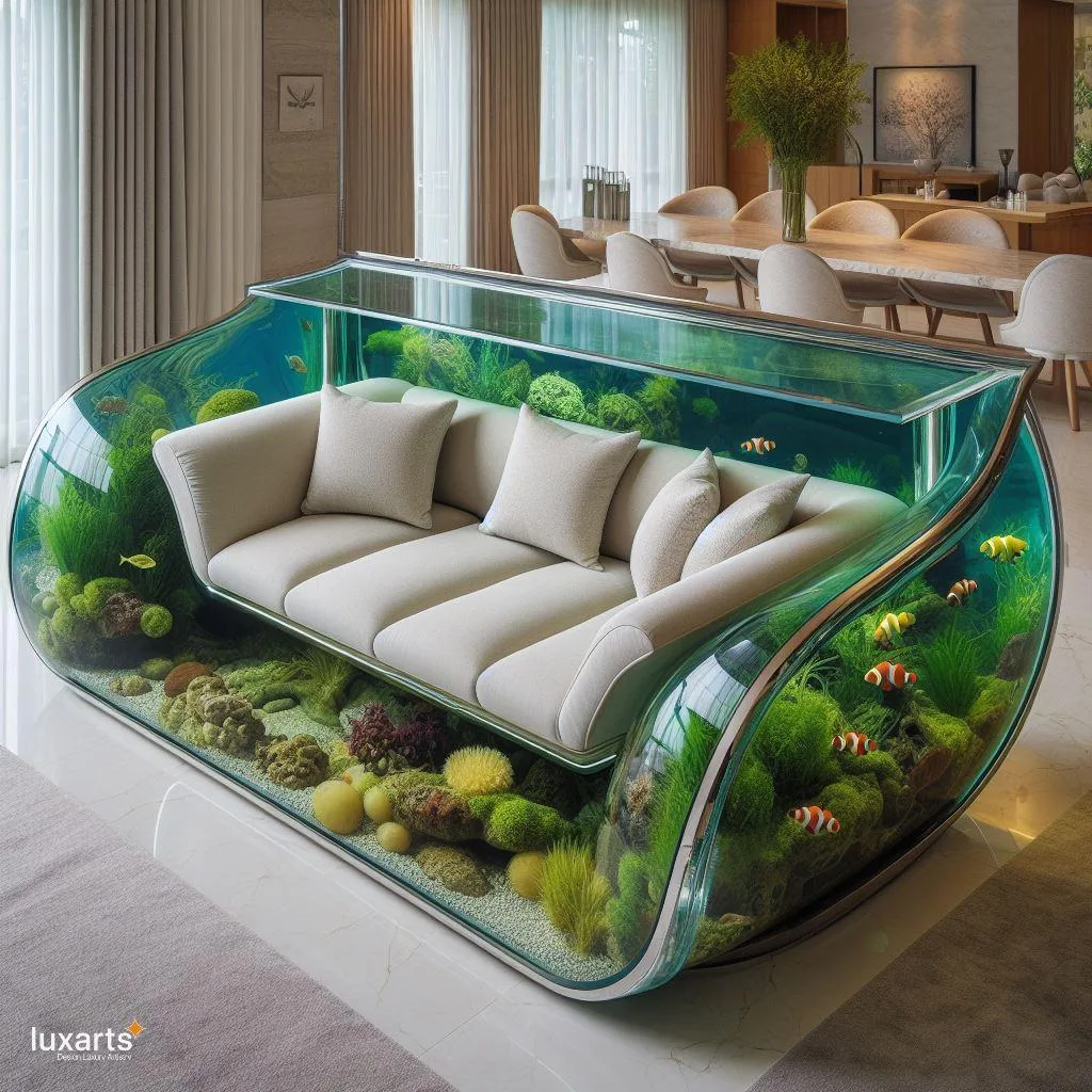 Underwater Comfort: Aquarium Sofa for Tranquil Living Spaces luxarts aquarium sofa 1 jpg