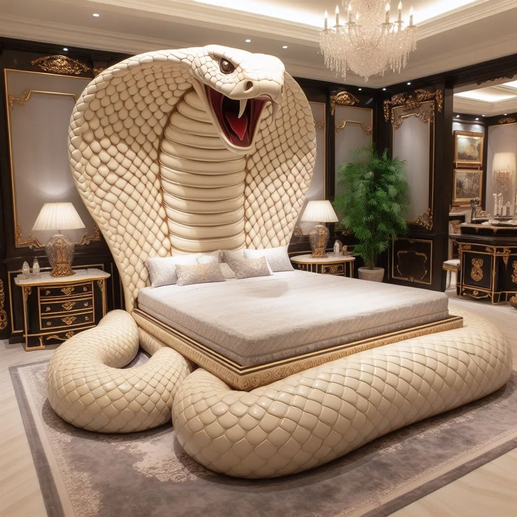 Embrace the Serpent: Cobra-Inspired Bed for Sleek and Stylish Sleeping luxarts cobra inspired bed 10 jpg