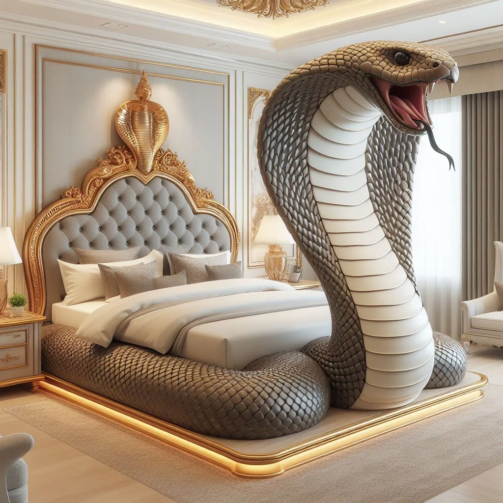 Embrace the Serpent: Cobra-Inspired Bed for Sleek and Stylish Sleeping luxarts cobra inspired bed 2 jpg