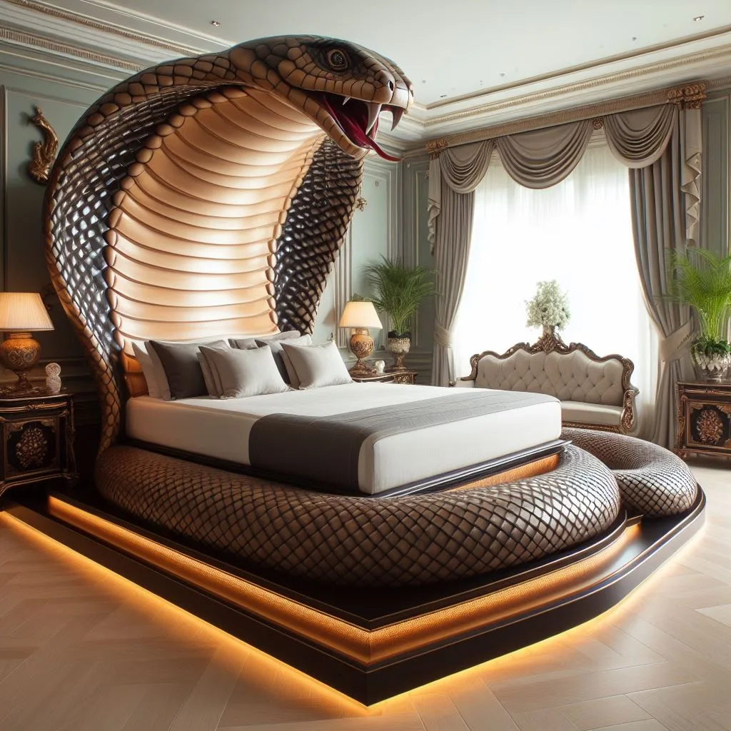 Embrace the Serpent: Cobra-Inspired Bed for Sleek and Stylish Sleeping luxarts cobra inspired bed 3 jpg