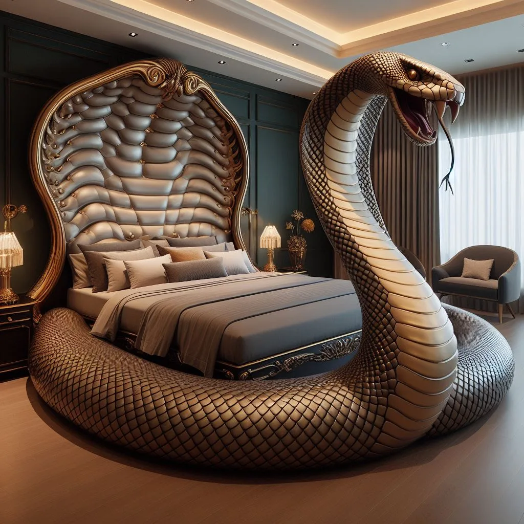 Embrace the Serpent: Cobra-Inspired Bed for Sleek and Stylish Sleeping luxarts cobra inspired bed 5 jpg
