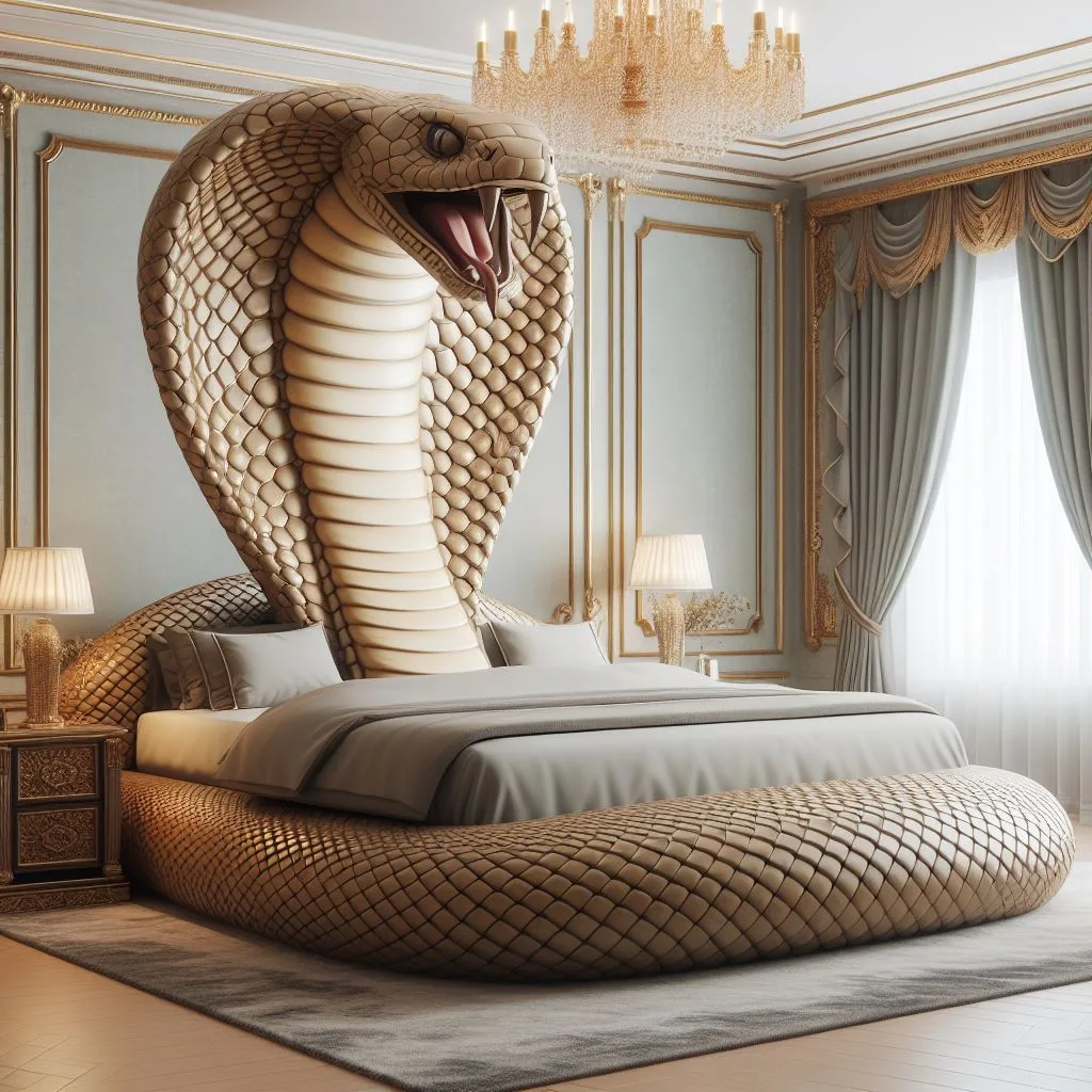 Embrace the Serpent: Cobra-Inspired Bed for Sleek and Stylish Sleeping luxarts cobra inspired bed 9 jpg