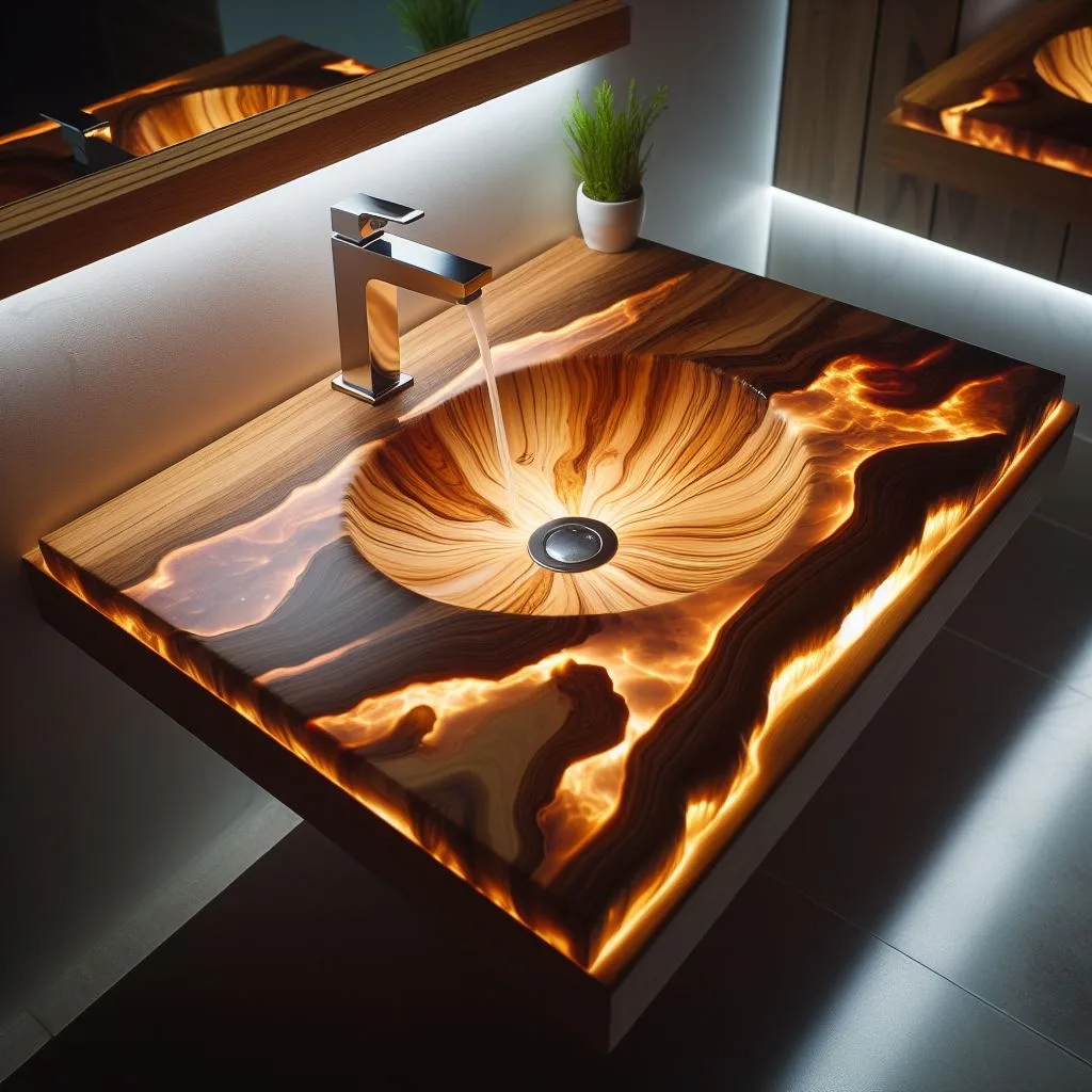 Illuminated Elegance: Glowing Epoxy Sink Material for Modern Bathrooms luxarts glowing epoxy sink material 2 jpg