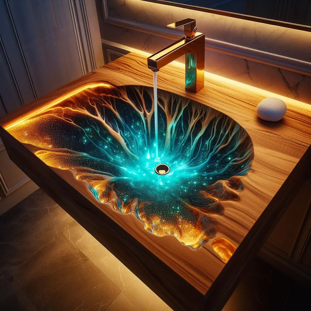 Illuminated Elegance: Glowing Epoxy Sink Material for Modern Bathrooms luxarts glowing epoxy sink material 6 jpg