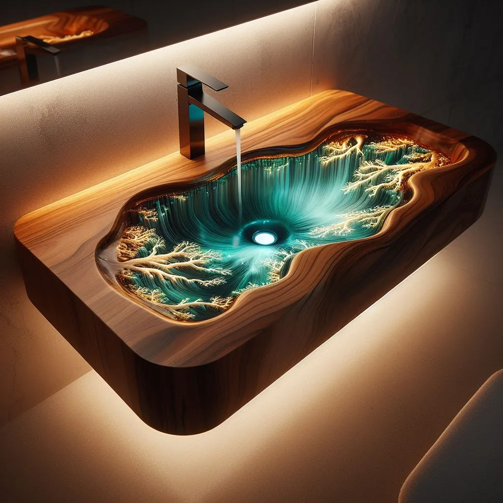 Illuminated Elegance: Glowing Epoxy Sink Material for Modern Bathrooms luxarts glowing epoxy sink material 8 jpg