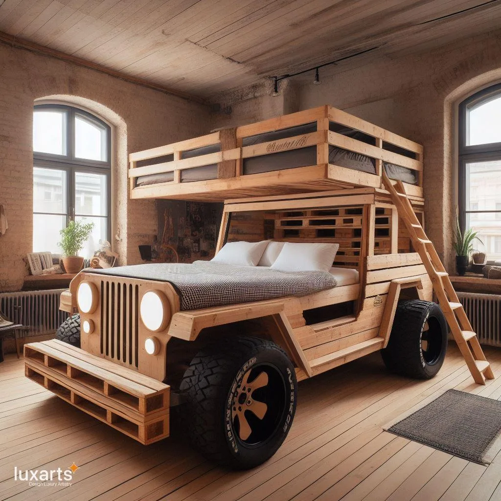 Jeep Inspired Pallet Bunk Bed: Crafting Adventure and Comfort