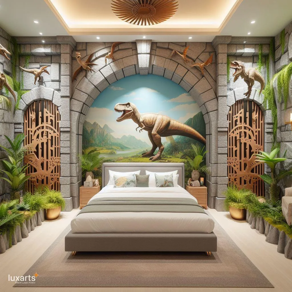 Roar into Adventure: Jurassic Park-Themed Bedroom for Dino Fans luxarts jurassic park bedroom 8 jpg