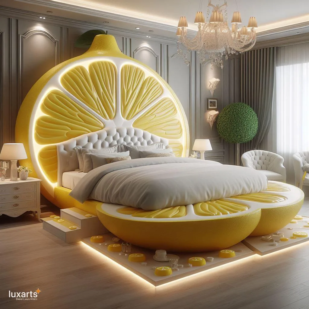 Zesty Dreams: Lemon-Inspired Bed for a Refreshing Night's Sleep luxarts lemon inspired bed 4 jpg