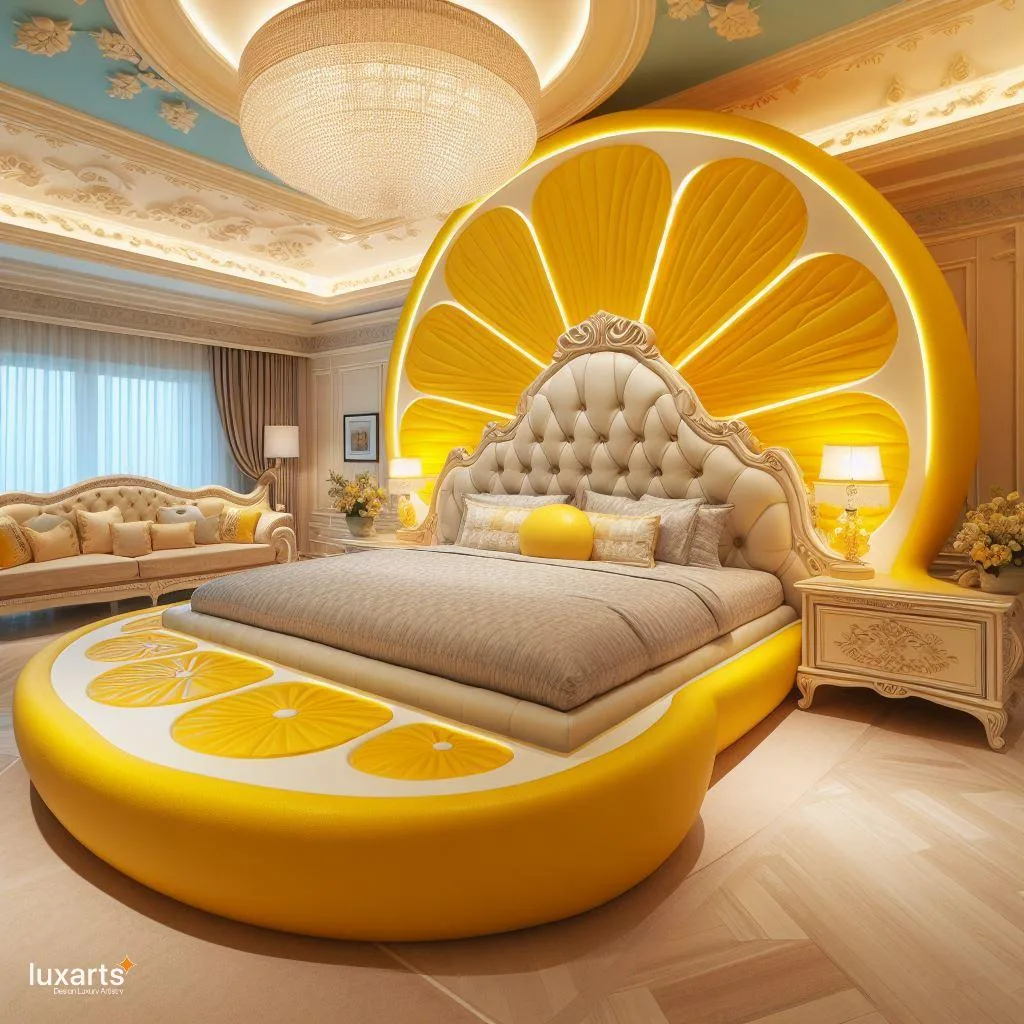 Zesty Dreams: Lemon-Inspired Bed for a Refreshing Night's Sleep luxarts lemon inspired bed 6 jpg