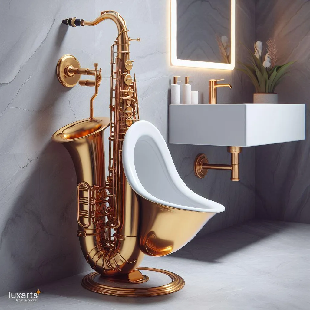 Jazz Up Your Bathroom: Saxophone-Shaped Urinals for Musical Decor luxarts saxophone shaped saurinal 1 jpg
