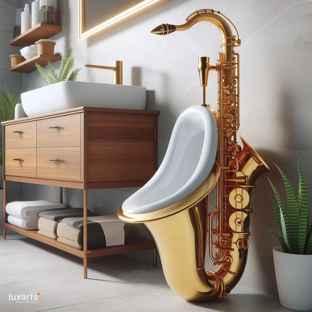 Jazz Up Your Bathroom: Saxophone-Shaped Urinals for Musical Decor luxarts saxophone shaped saurinal 6 jpg