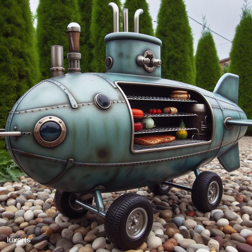 Dive Into Flavor: Submarine-Shaped Outdoor BBQ Smoker Grill luxarts submarine shaped outdoor bbq smoker grill 1 jpg