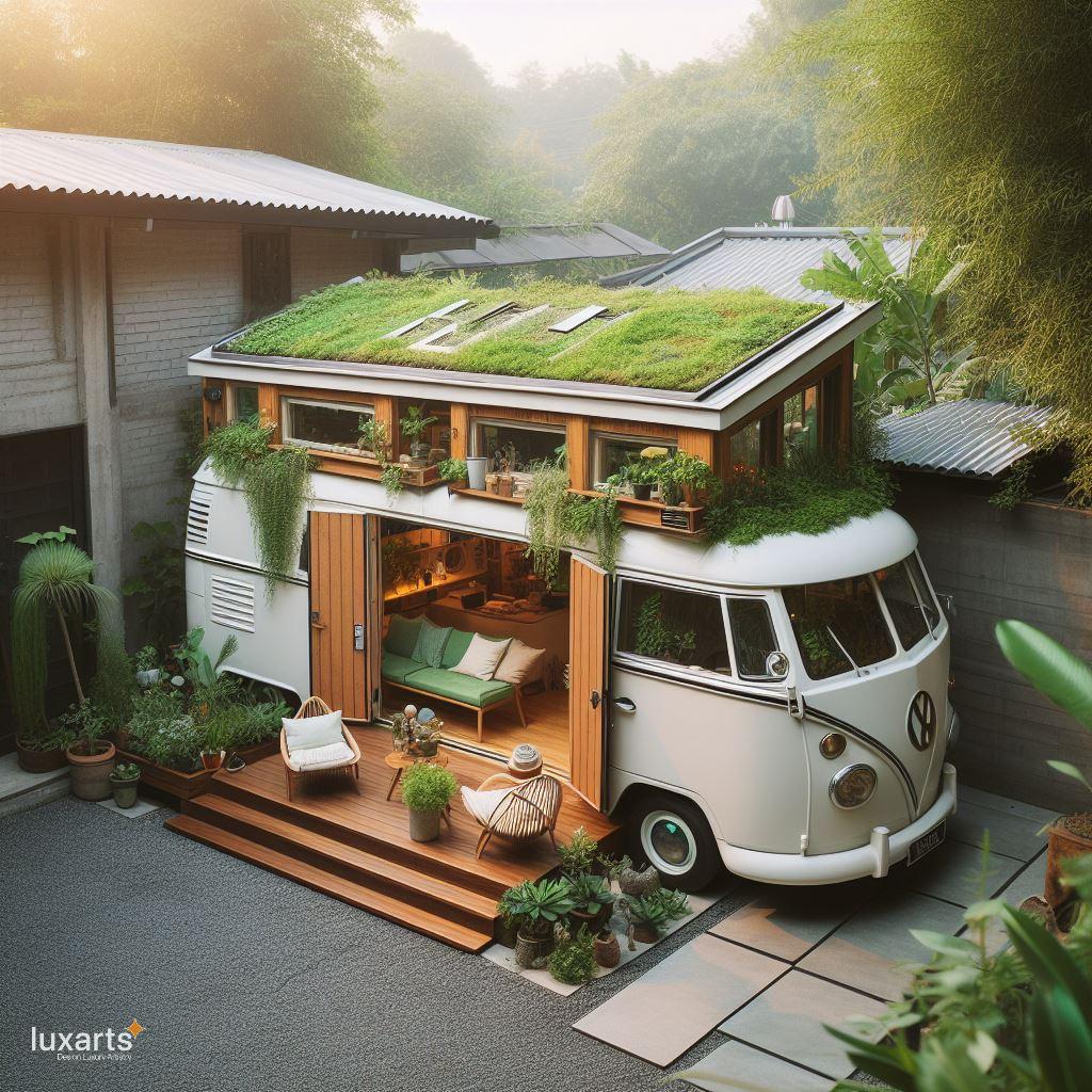 A Volkswagen Bus-Inspired Tiny House Embracing Nature's Greenery luxarts volkswagen bus inspired green space tiny house 0