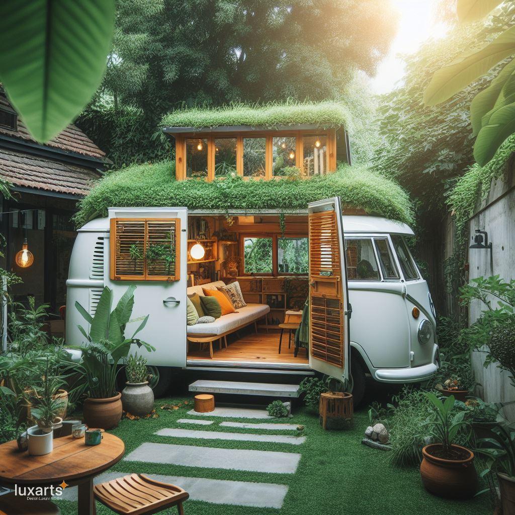 A Volkswagen Bus-Inspired Tiny House Embracing Nature's Greenery luxarts volkswagen bus inspired green space tiny house 10