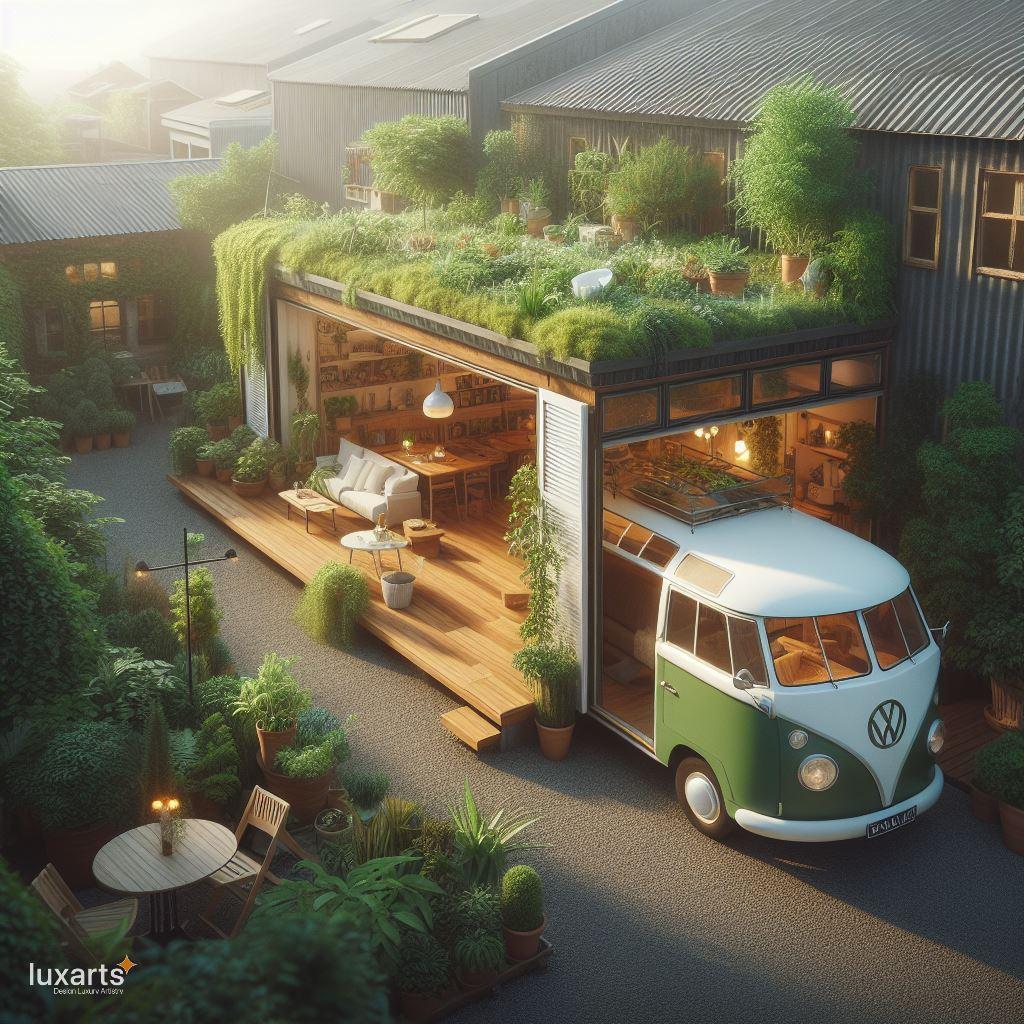 A Volkswagen Bus-Inspired Tiny House Embracing Nature's Greenery luxarts volkswagen bus inspired green space tiny house 11