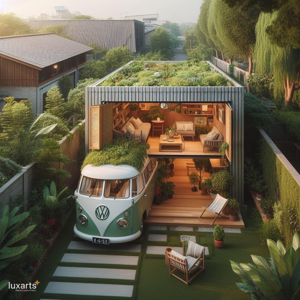 A Volkswagen Bus-Inspired Tiny House Embracing Nature's Greenery luxarts volkswagen bus inspired green space tiny house 13