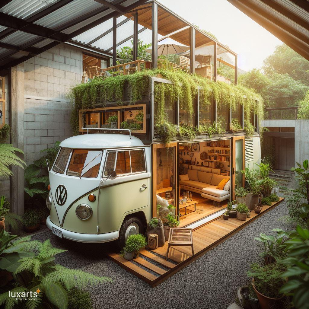 A Volkswagen Bus-Inspired Tiny House Embracing Nature's Greenery