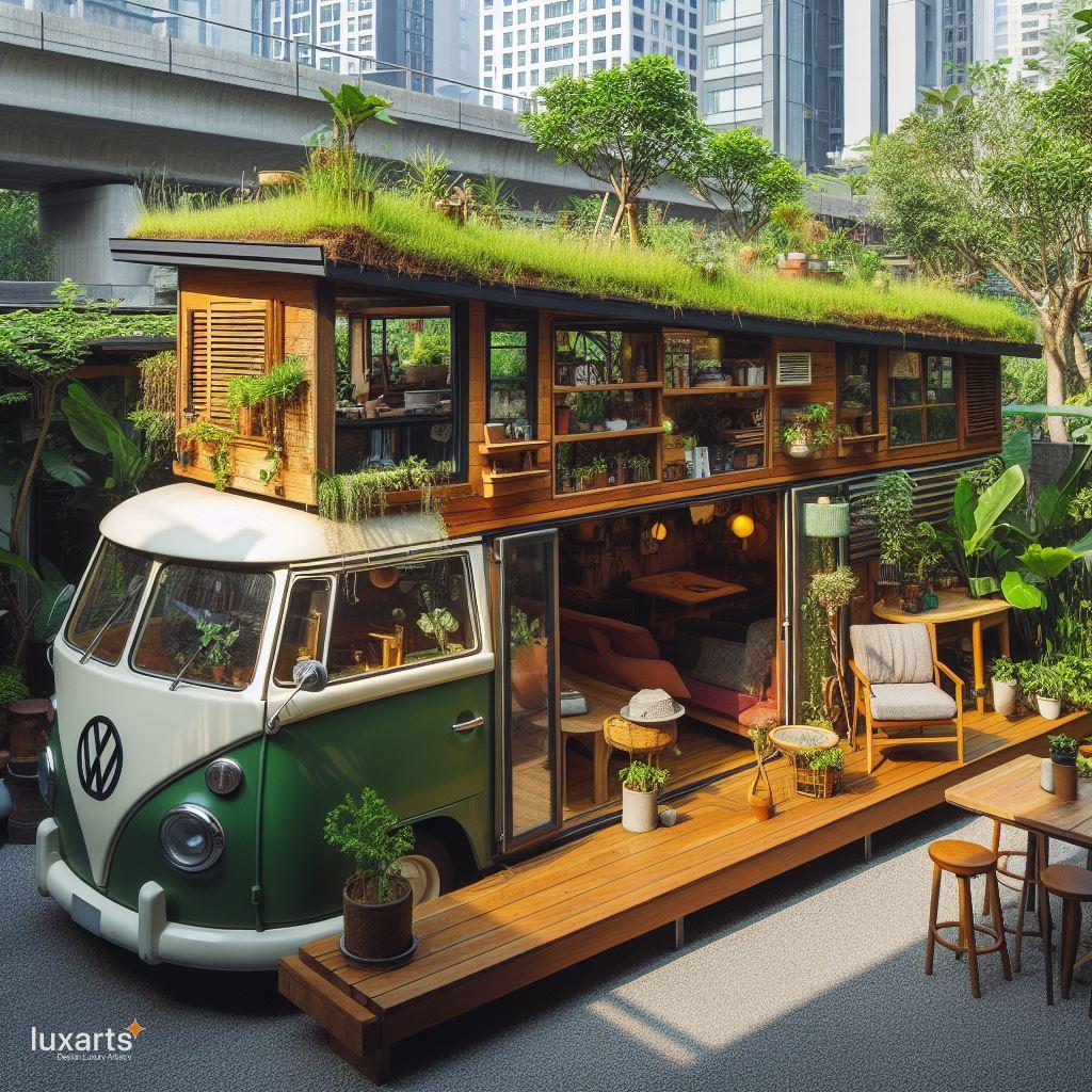 A Volkswagen Bus-Inspired Tiny House Embracing Nature's Greenery luxarts volkswagen bus inspired green space tiny house 4