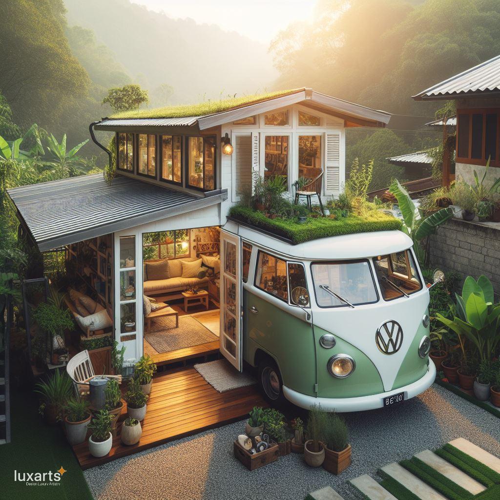 A Volkswagen Bus-Inspired Tiny House Embracing Nature's Greenery luxarts volkswagen bus inspired green space tiny house 6