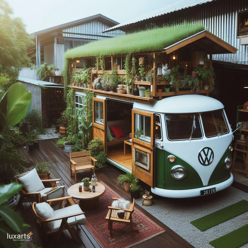 A Volkswagen Bus-Inspired Tiny House Embracing Nature's Greenery luxarts volkswagen bus inspired green space tiny house 7 jpg