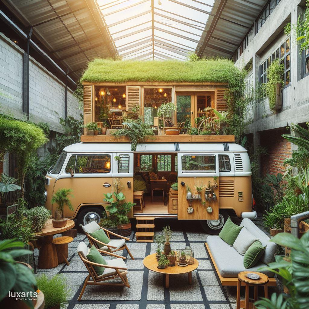 A Volkswagen Bus-Inspired Tiny House Embracing Nature's Greenery luxarts volkswagen bus inspired green space tiny house 8