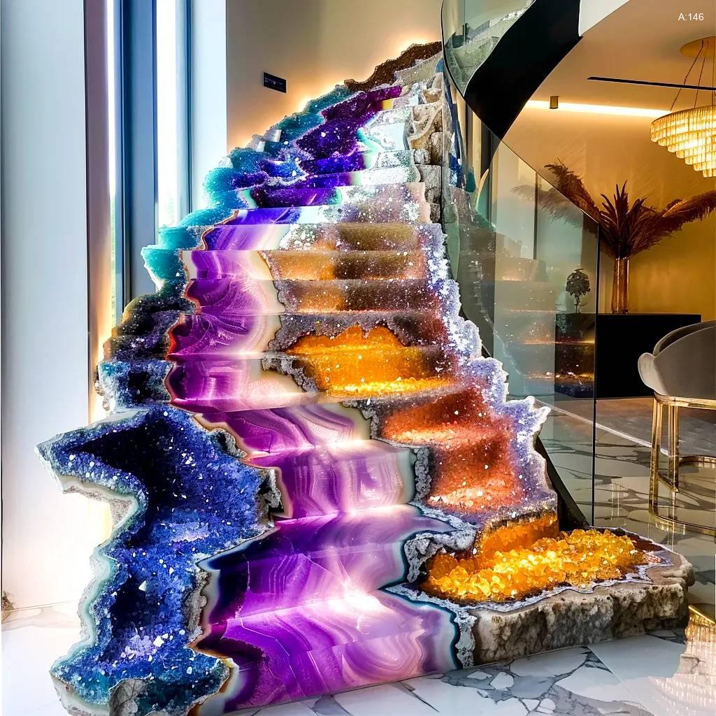 The Geode Crystal Spiral Staircase: Ascend in Elegance geode staircases 1