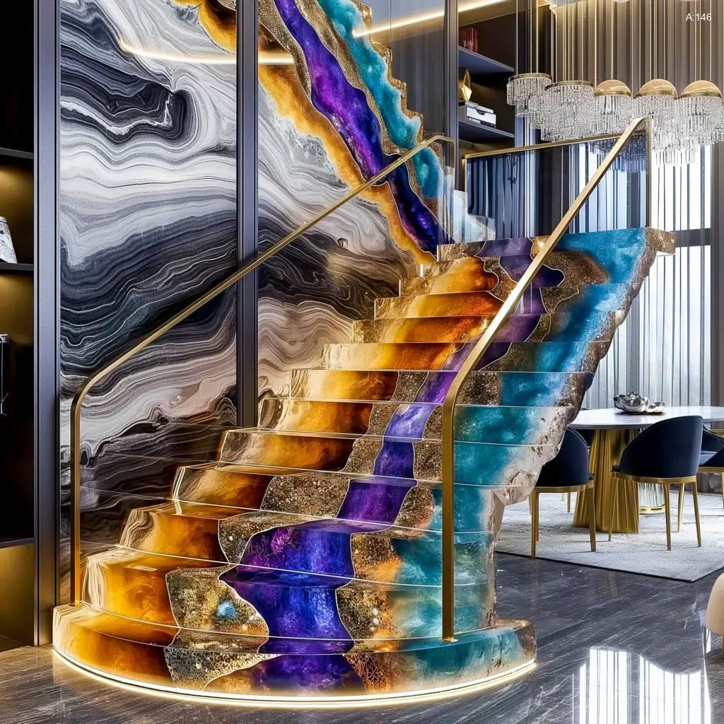 The Geode Crystal Spiral Staircase: Ascend in Elegance geode staircases 2