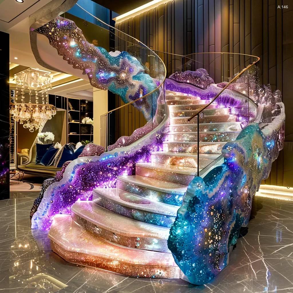 The Geode Crystal Spiral Staircase: Ascend in Elegance geode staircases 3