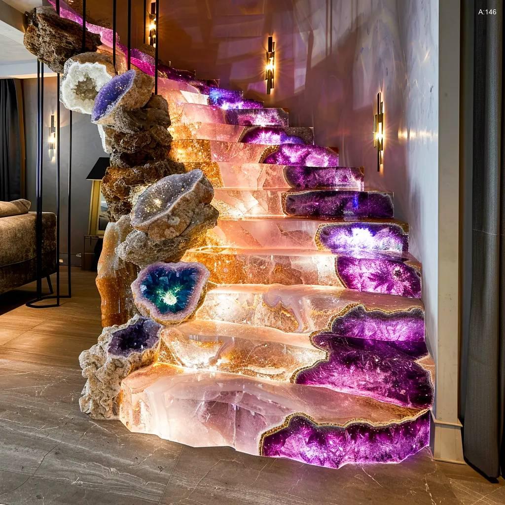 The Geode Crystal Spiral Staircase: Ascend in Elegance geode staircases 5