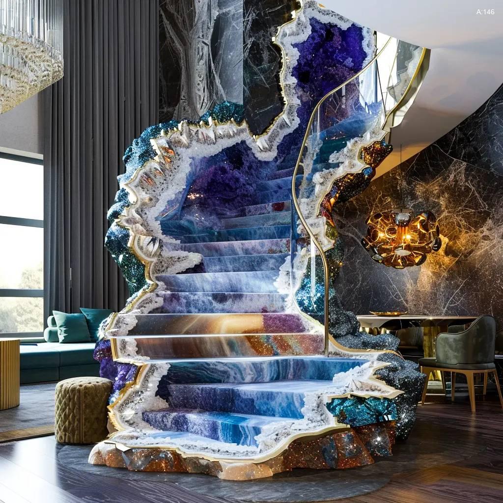 The Geode Crystal Spiral Staircase: Ascend in Elegance geode staircases 6