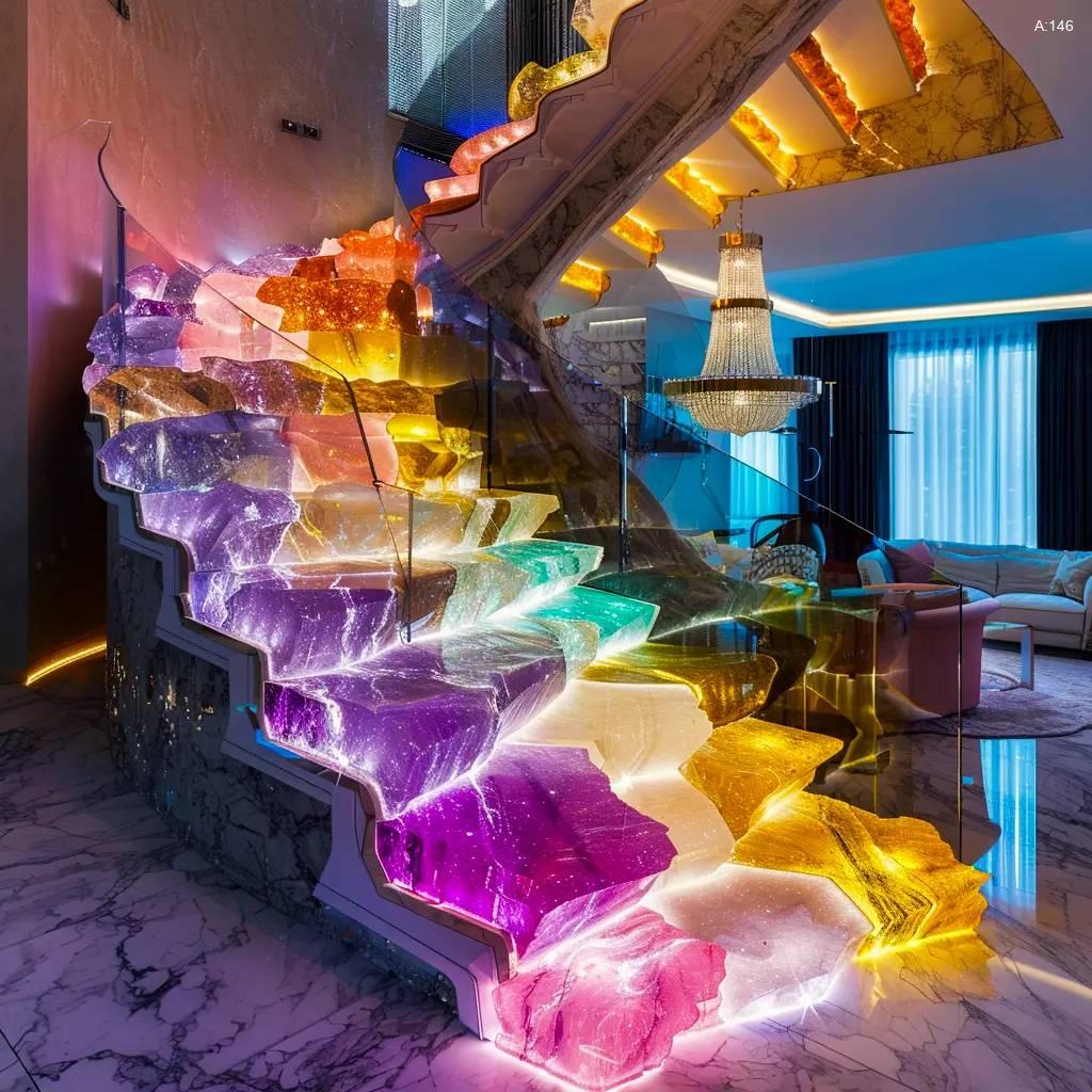 The Geode Crystal Spiral Staircase: Ascend in Elegance geode staircases 7