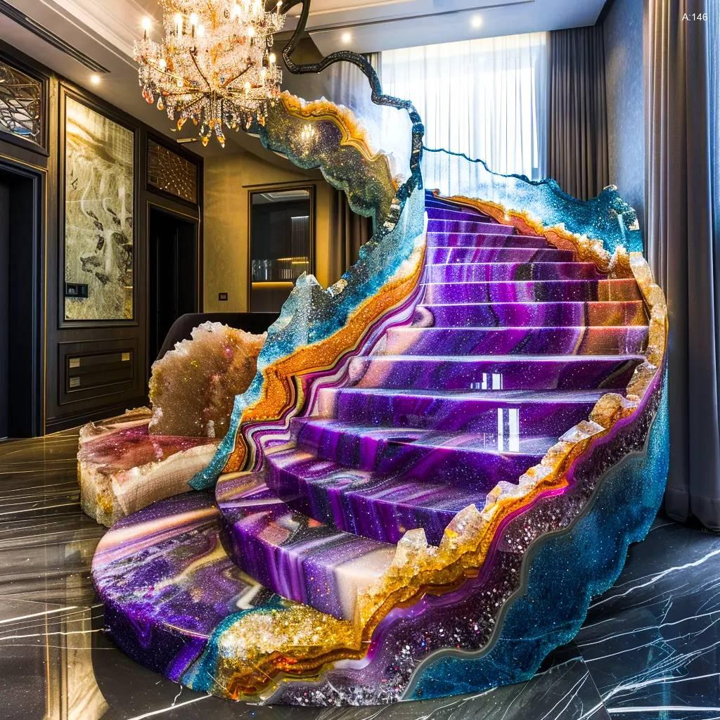 The Geode Crystal Spiral Staircase: Ascend in Elegance geode staircases 8