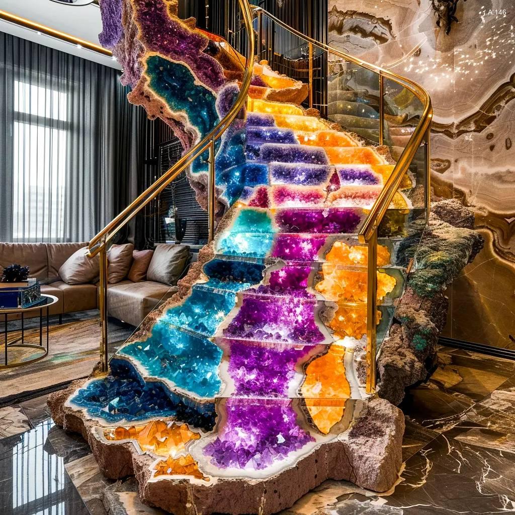 The Geode Crystal Spiral Staircase: Ascend in Elegance geode staircases 9