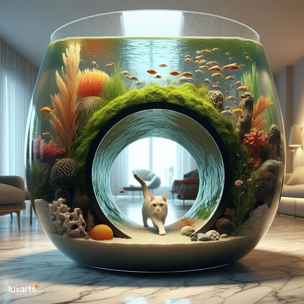 Feline Oasis: Aquariums with Cat Tunnels for Whimsical Kitty Adventures luxarts aquariums with cat tunnels 1