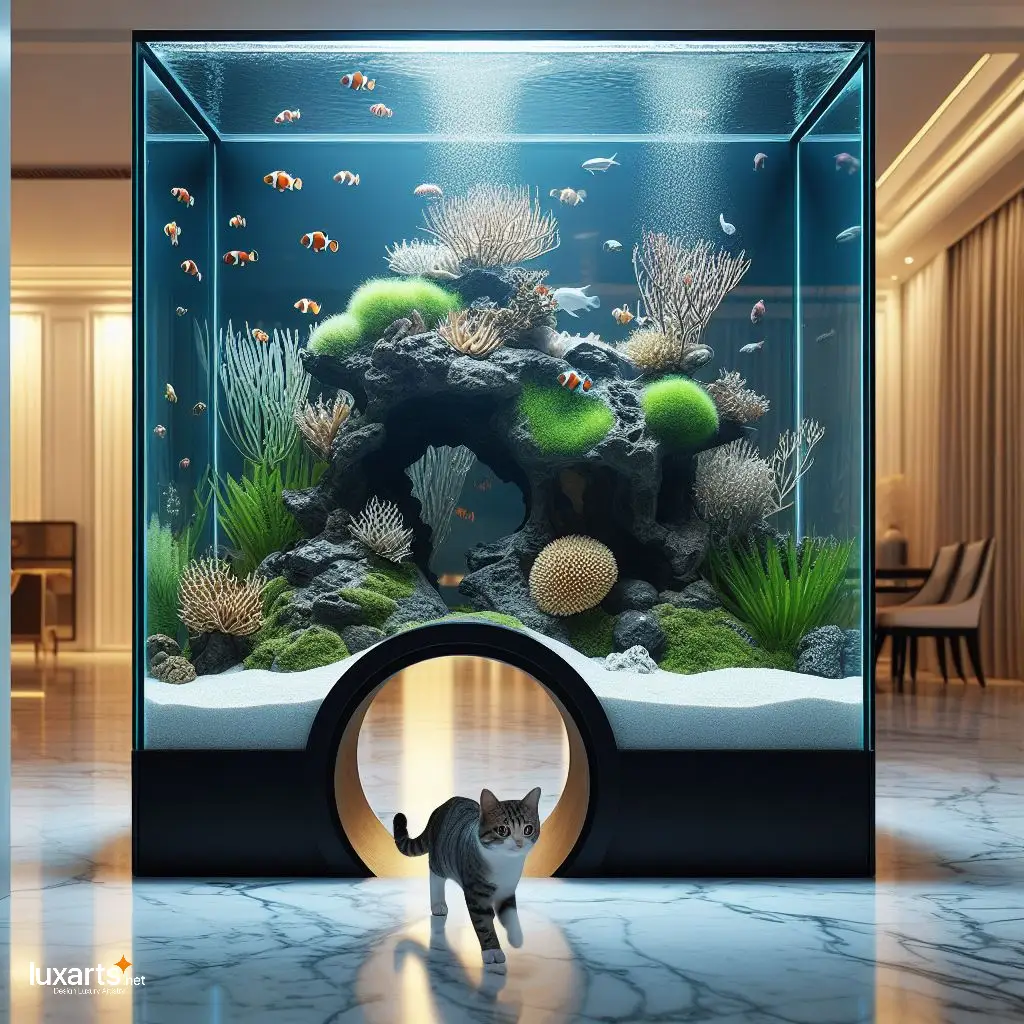 Feline Oasis: Aquariums with Cat Tunnels for Whimsical Kitty Adventures luxarts aquariums with cat tunnels 3