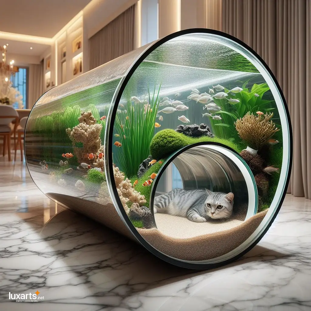 Feline Oasis: Aquariums with Cat Tunnels for Whimsical Kitty Adventures luxarts aquariums with cat tunnels 7