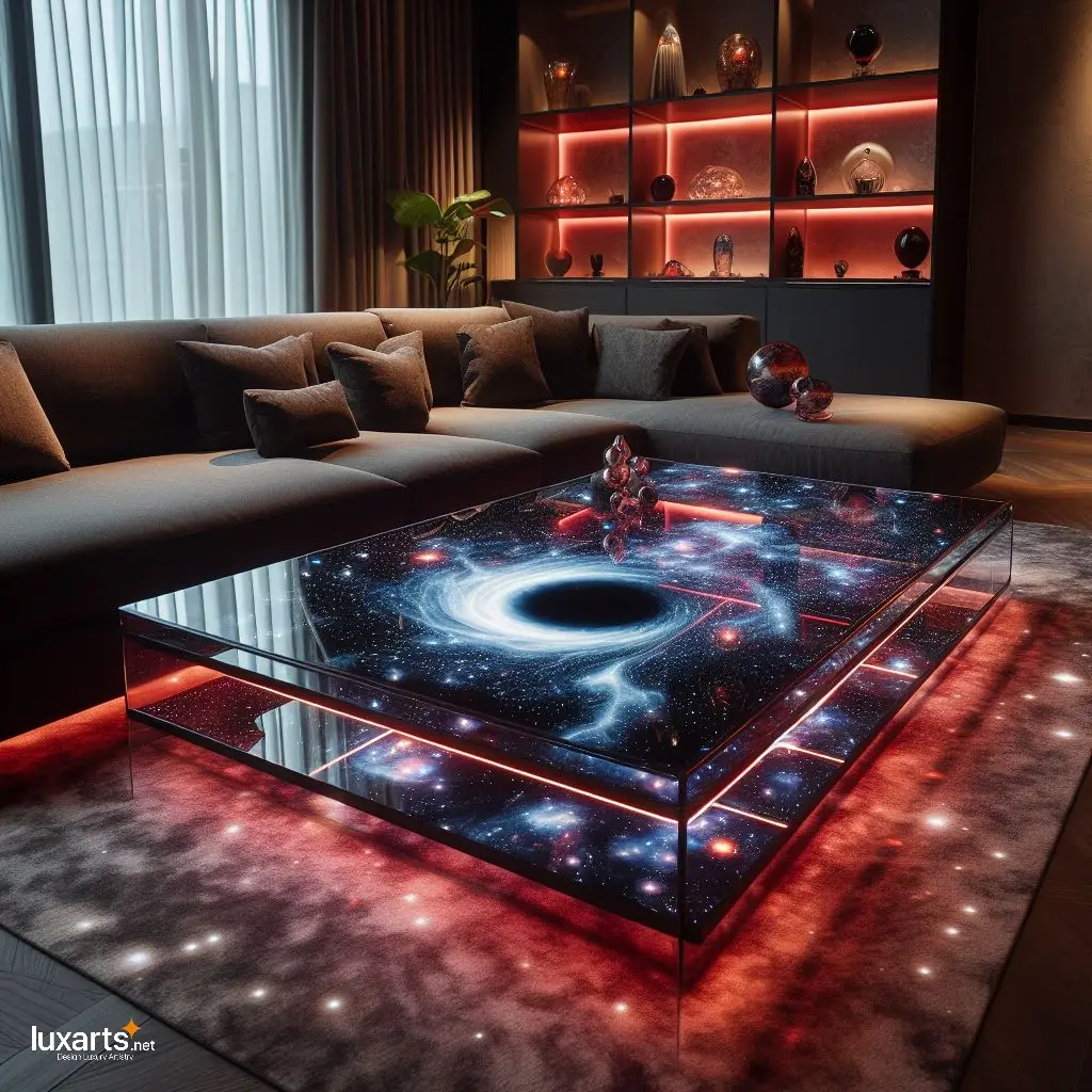Dark Elegance: Black Hole Epoxy Coffee Table for Galactic Charm luxarts black hole coffee table 1