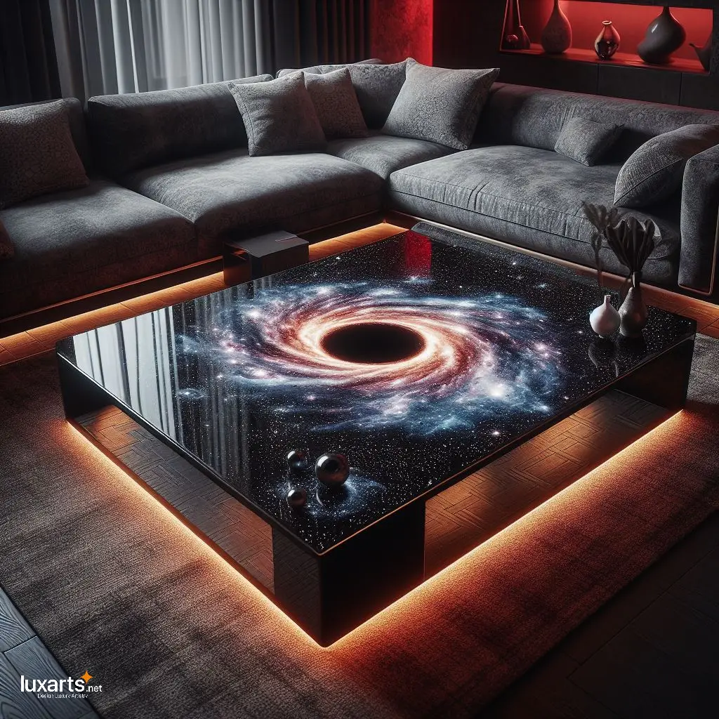 Dark Elegance: Black Hole Epoxy Coffee Table for Galactic Charm luxarts black hole coffee table 10