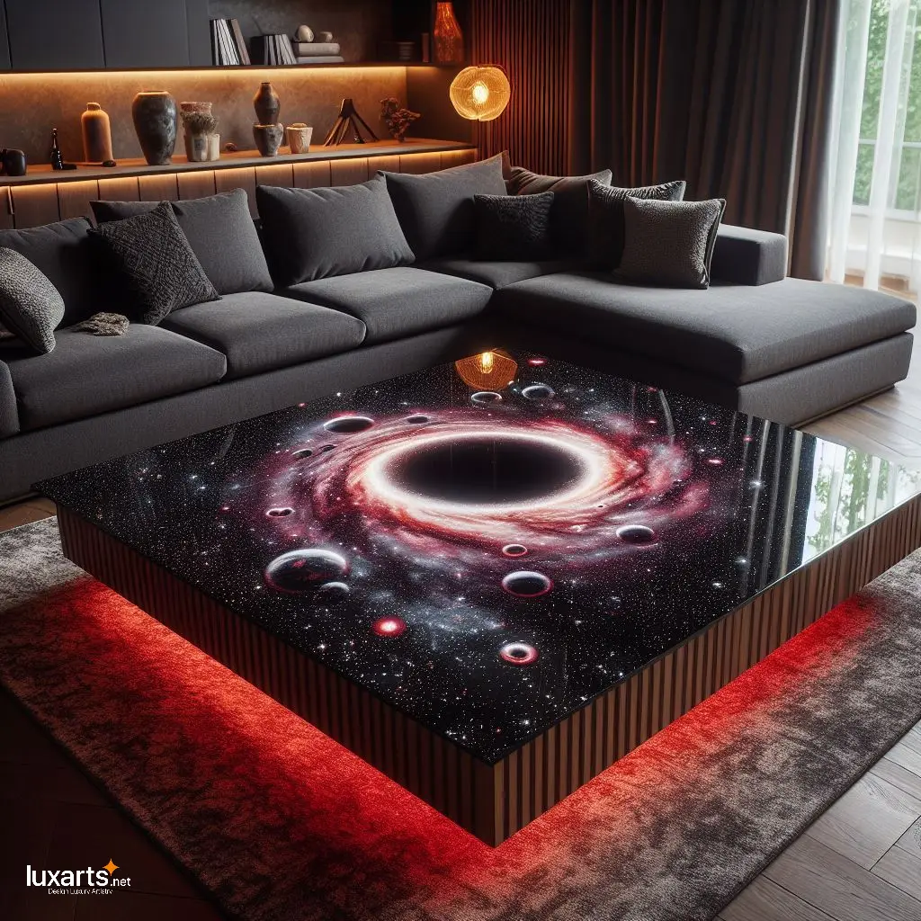 Dark Elegance: Black Hole Epoxy Coffee Table for Galactic Charm luxarts black hole coffee table 11