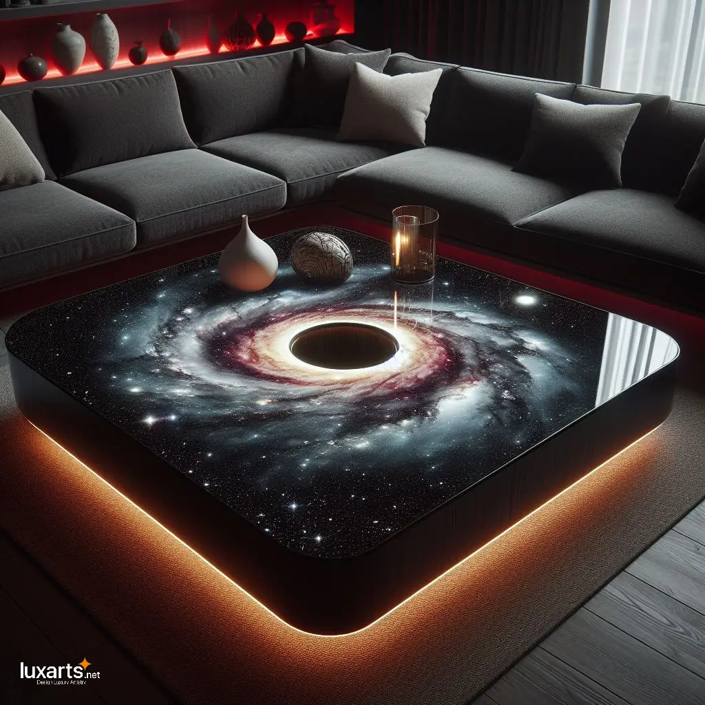 Dark Elegance: Black Hole Epoxy Coffee Table for Galactic Charm luxarts black hole coffee table 12