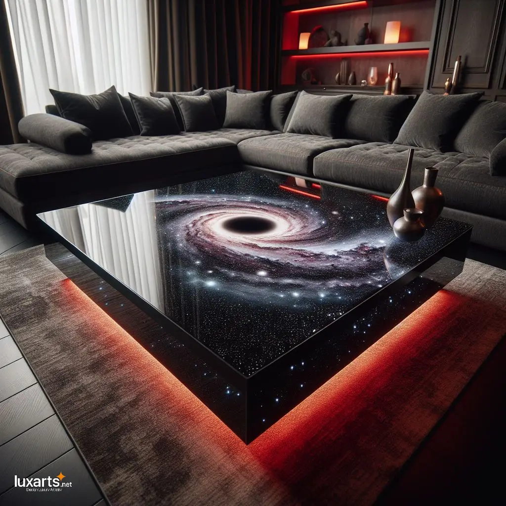 Dark Elegance: Black Hole Epoxy Coffee Table for Galactic Charm luxarts black hole coffee table 2