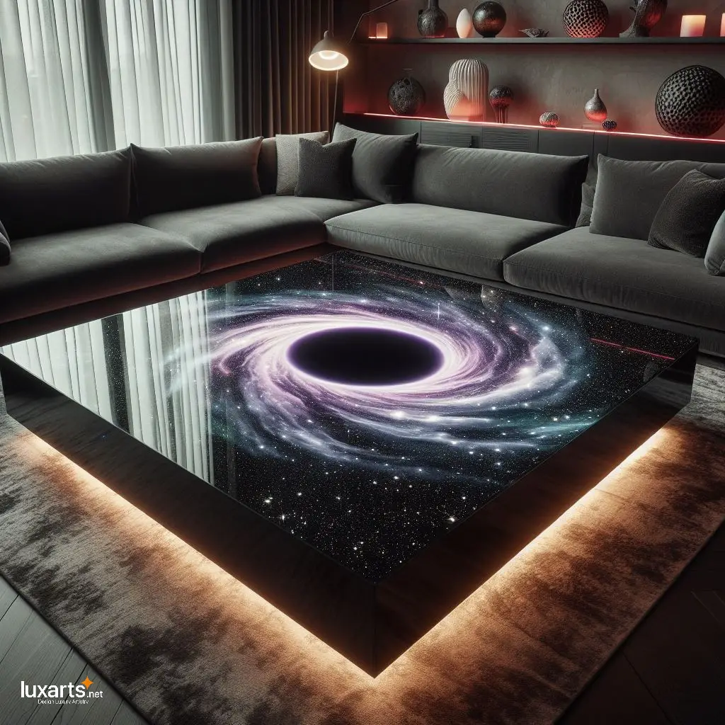 Dark Elegance: Black Hole Epoxy Coffee Table for Galactic Charm luxarts black hole coffee table 3