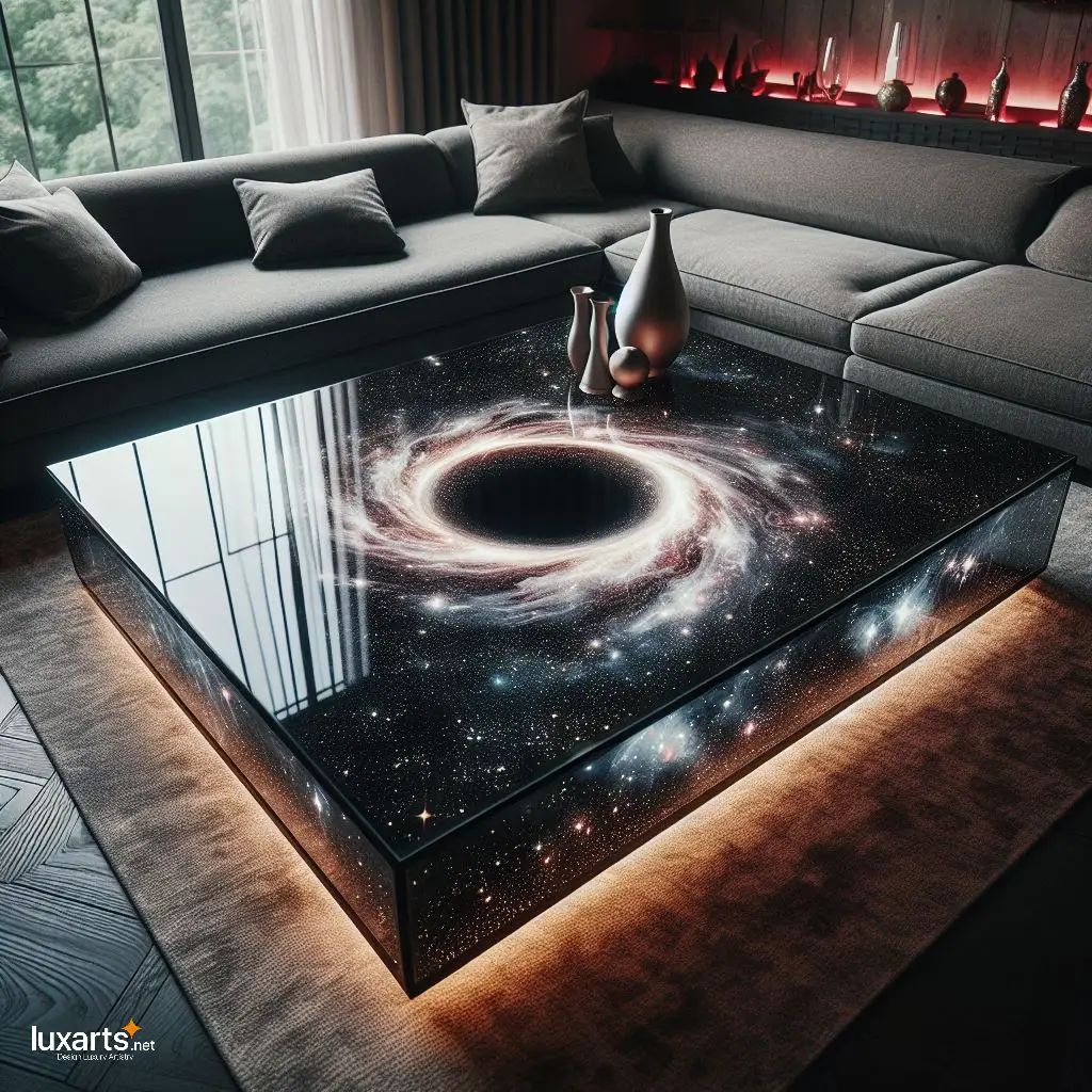 Dark Elegance: Black Hole Epoxy Coffee Table for Galactic Charm luxarts black hole coffee table 4