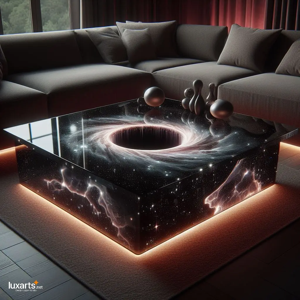 Dark Elegance: Black Hole Epoxy Coffee Table for Galactic Charm luxarts black hole coffee table 5
