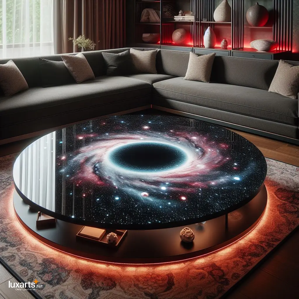 Dark Elegance: Black Hole Epoxy Coffee Table for Galactic Charm luxarts black hole coffee table 6
