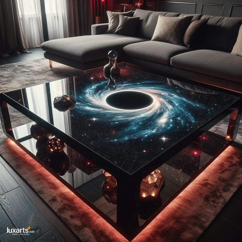 Dark Elegance: Black Hole Epoxy Coffee Table for Galactic Charm luxarts black hole coffee table 8